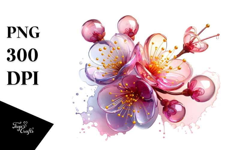 Abstract -Like Cherry Blossom with Golden Insertions PNG