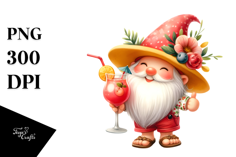Colorful Gnome with Cocktail PNG