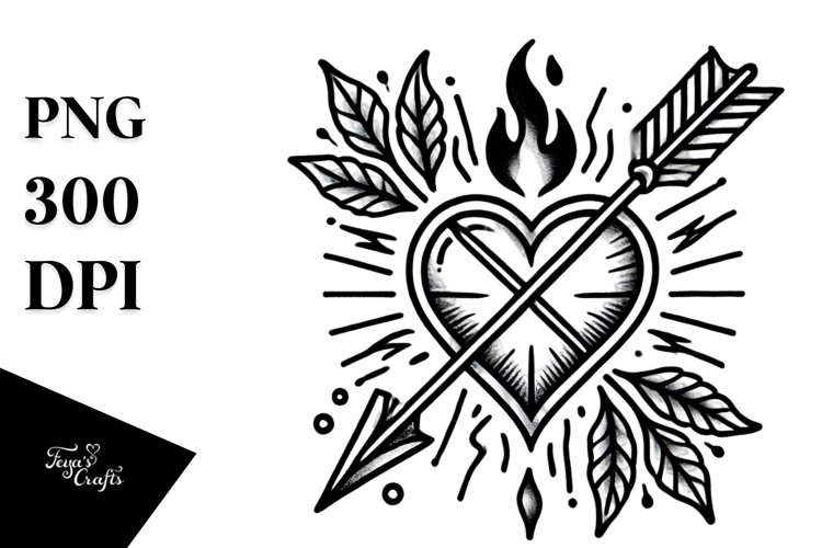 Tattoo Style Stained Heart PNG