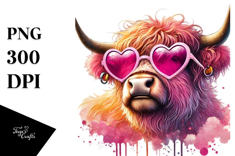pink Highland Cow PNG
