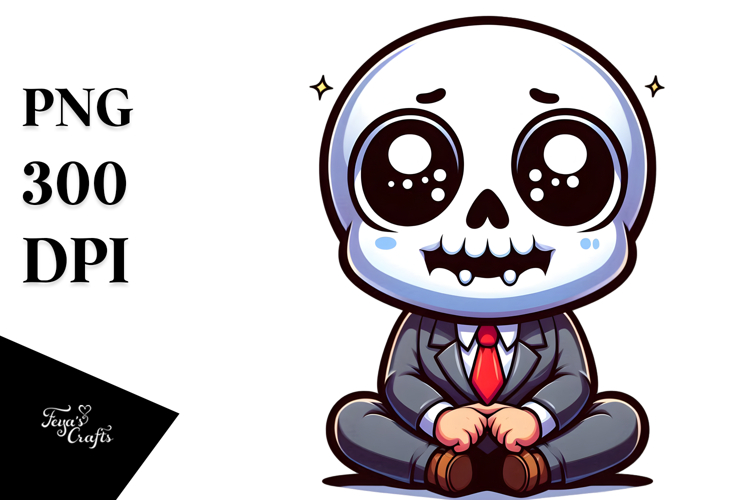 Silly Sugar Skull with Suit, PNG