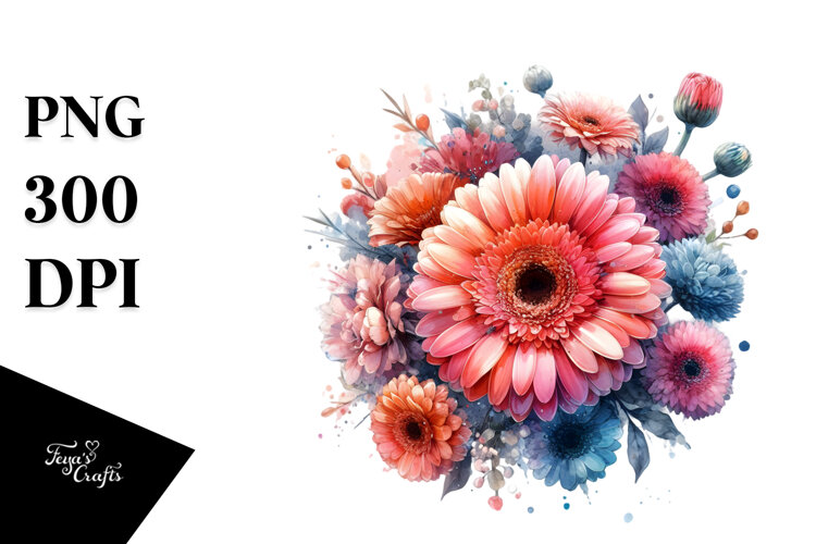 Colorful Vibrant Gerbera PNG example image 1