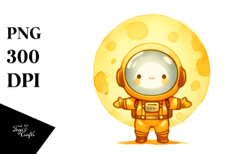 Yelloish Whimsical Astronaut Boy | Sublimation Clipart
