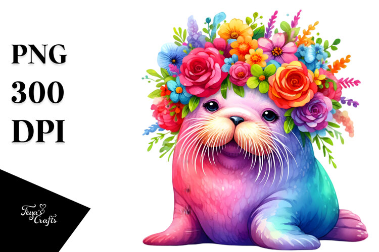 Walrus Vibrant Colors Cartoon-Style example image 1