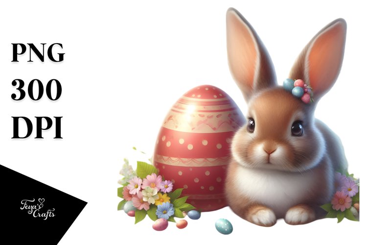Baby Rabbit with Easter Egg, High-Res PNG