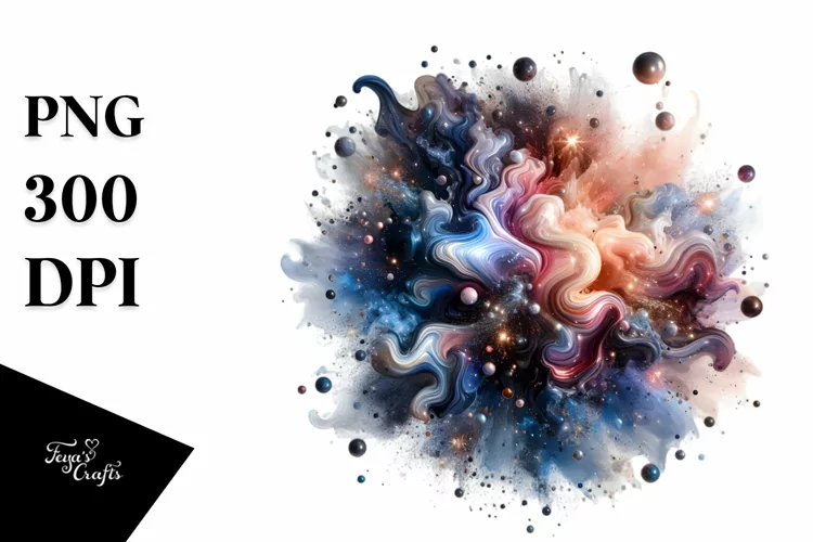 Abstract Shiny Cosmos Watercolor Splash