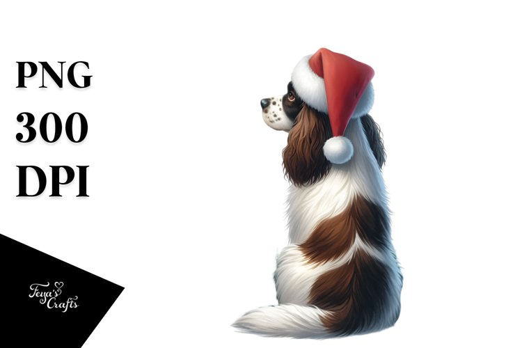 English Springer Spaniel with Christmas Decor, High-Res PNG