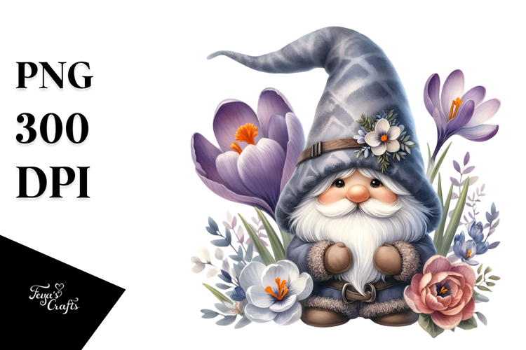 Gnome with Big Hat Watercolor PNG