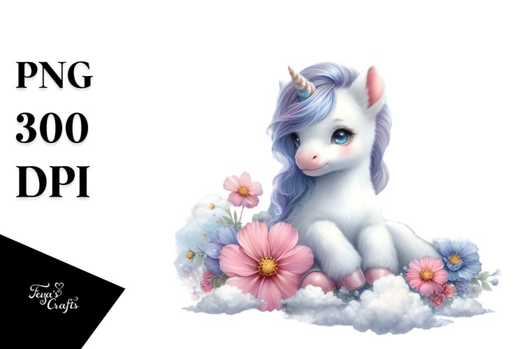 Charming Baby Unicorn with Cosmos Frame | Sublimation |