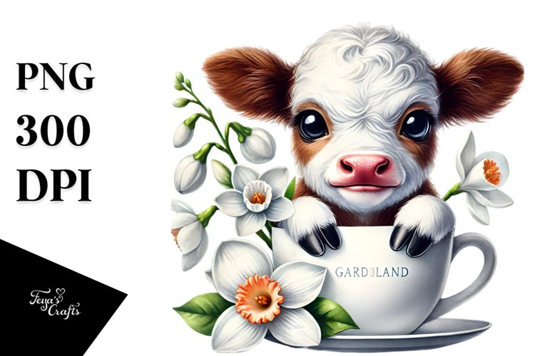 Smiling Baby Highland Cow PNG