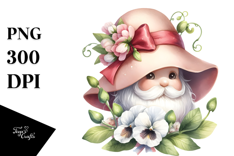Cute Gnome with Sweet Pea PNG