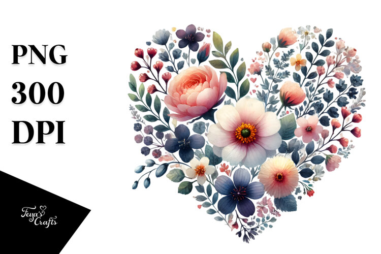 Floral Made Heart PNG example image 1