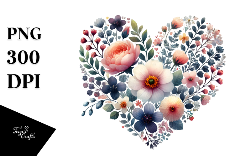 Floral Made Heart PNG