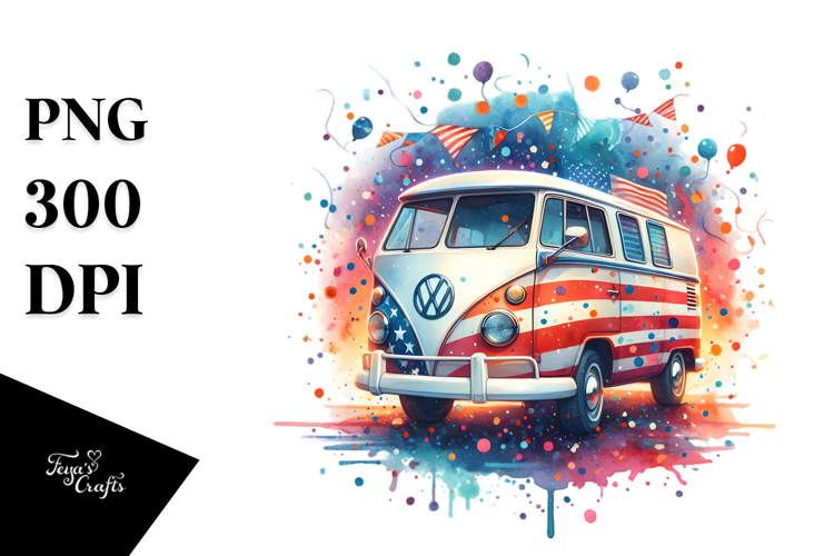 Vibrant Campervan Watercolor