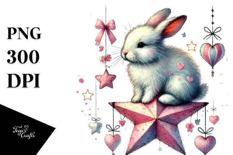 Colorful Watercolor Rabbit PNG