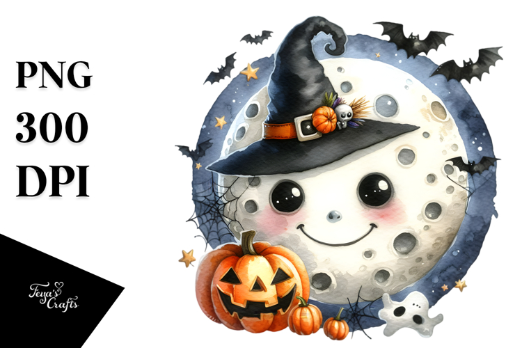 Wimsical Halloween Moon | Sublimation | Clipart