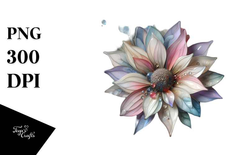 Abstract Pastel Glossy Daisy, PNG