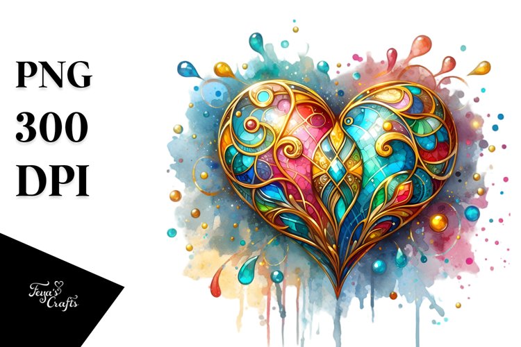 Colorful Heartmade of with Goldern Insertions PNG