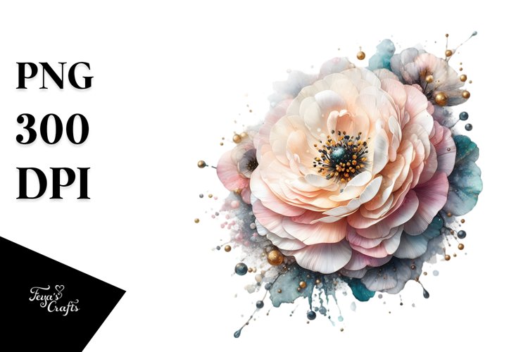 -like Abstract Ranunculus Watercolor example image 1