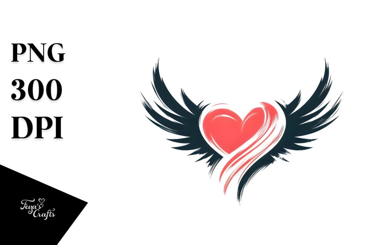 Simple Heart with Wings PNG