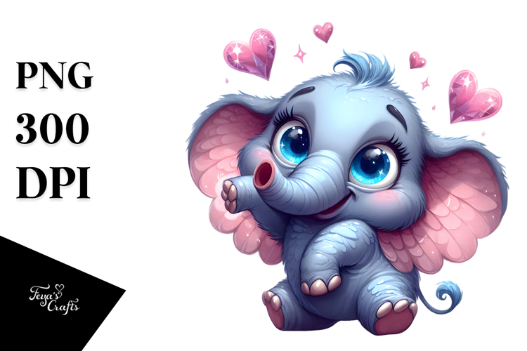 Cute Cartoon Elephant Watercolor Splash PNG