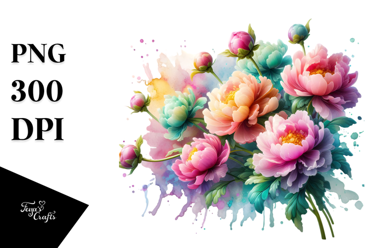 Peonies Made of Material PNG