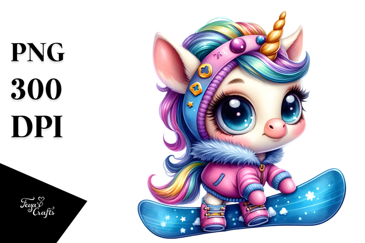 Goofy Baby Unicorn Watercolor PNG