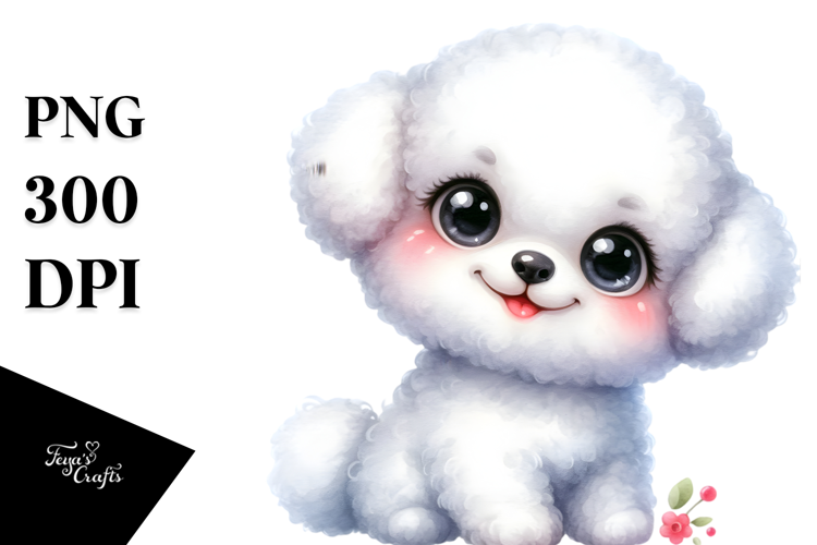 Cute Bichon Frise Watercolor PNG