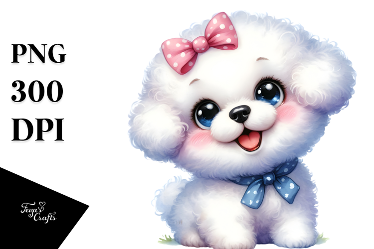 Cute Bichon Frise Watercolor PNG