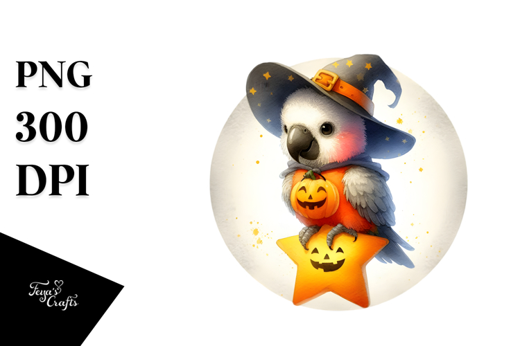 Cute Baby Macaw on Star, PNG