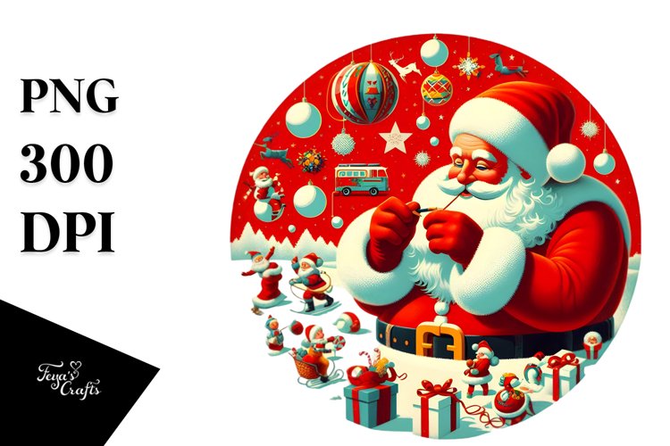 Retro Christmass Santa PNG