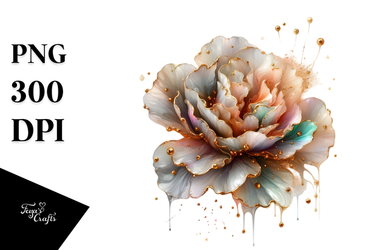 Shiny Carnation with Golden Insertions, PNG
