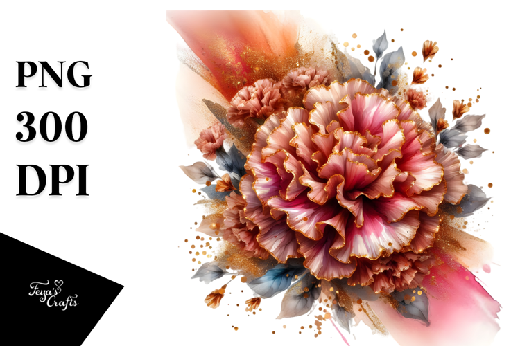 Shiny Carnation Watercolor Splash PNG