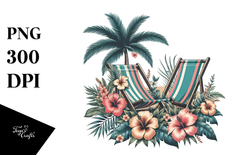 Vintage Tropical Beach Chairs PNG