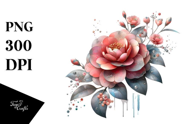 Camellia Watercolor, PNG example image 1