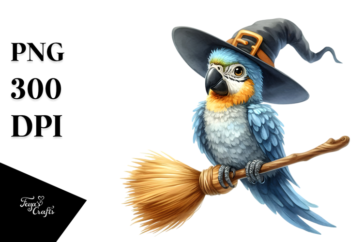 Funny Macaw Baby Witch Clipart