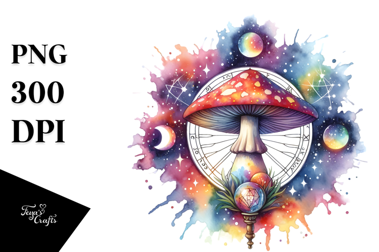 splashy,centered Mystical Mushroom Tarot PNG