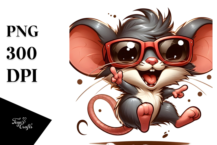 Cute Mouse with Sunglasses PNG