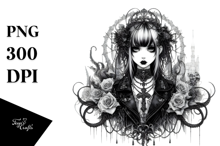 Baby Unicorn Gothic Girl PNG