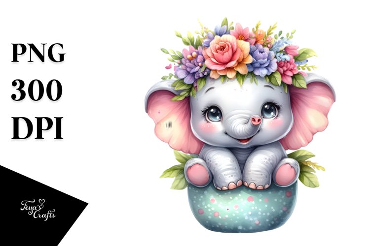 Elephant Watercolor Clipart Image 3