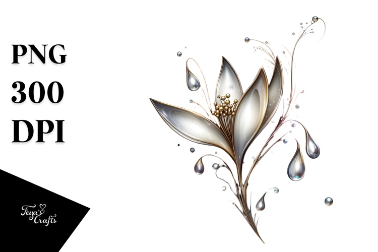 Shiny Abstract Snowdrop, Watercolor PNG