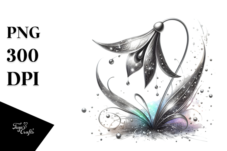 Shiny Snowdrop Metallic, Watercolor PNG