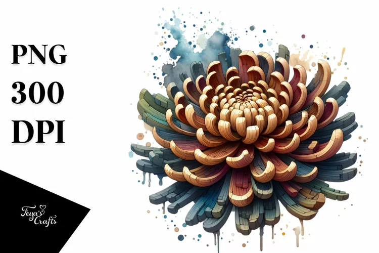 Abstract Wooden Small Stained Chrysanthemum | Sublimation |