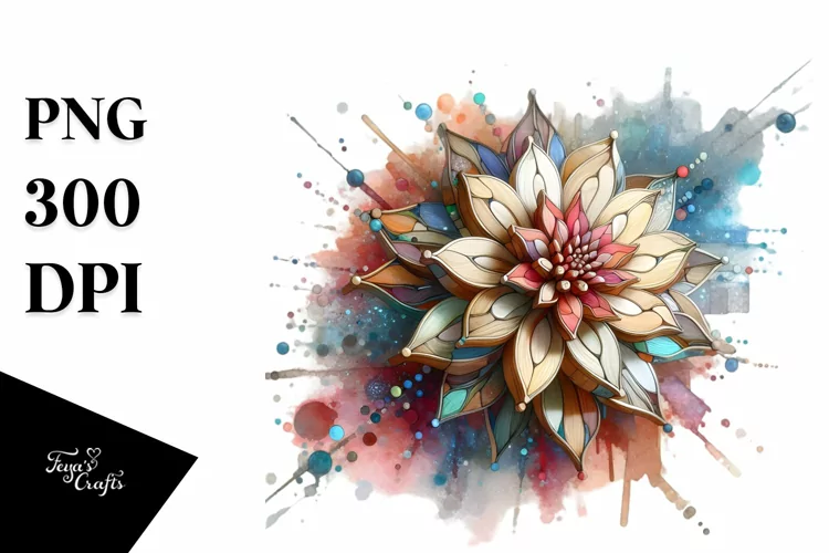 Abstract Dahlia Stained Metalic Splash