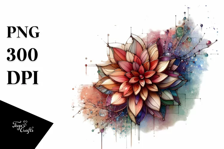 Abstract Dahlia Stained Metalic Splash