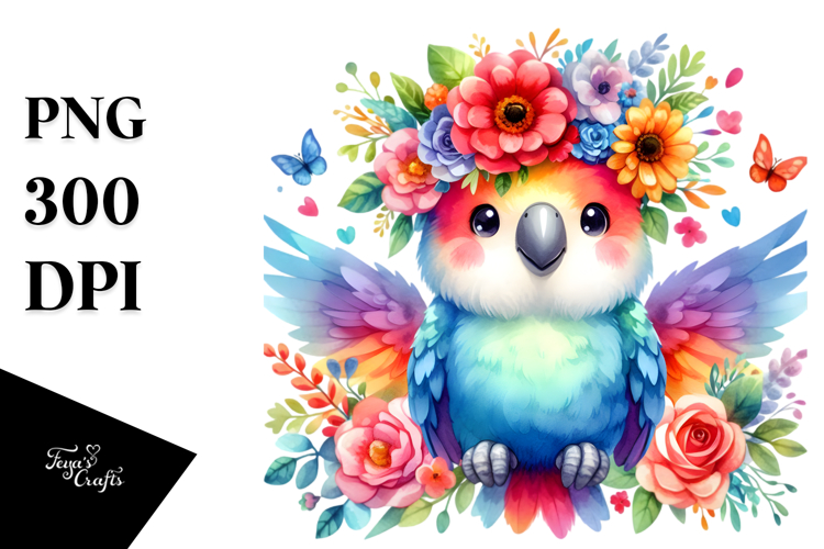 Vibrant Parrot Cartoon-Style