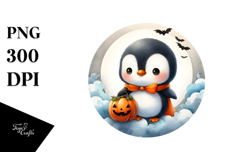 Cute Baby Penguin Halloween PNG