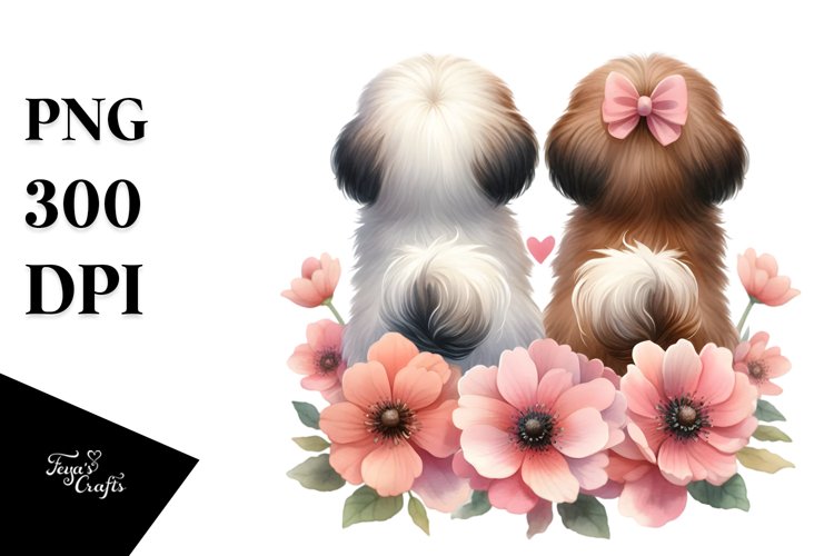 Cute Shih Tzu with Flower PNG