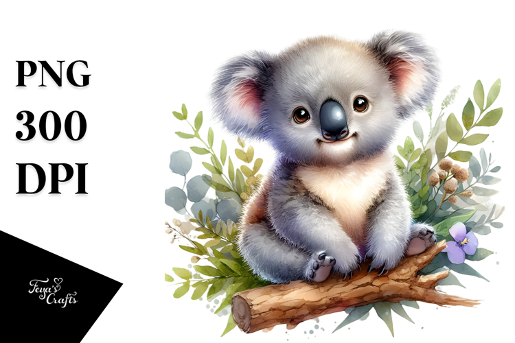 Baby Koala Digital Watercolor PNG