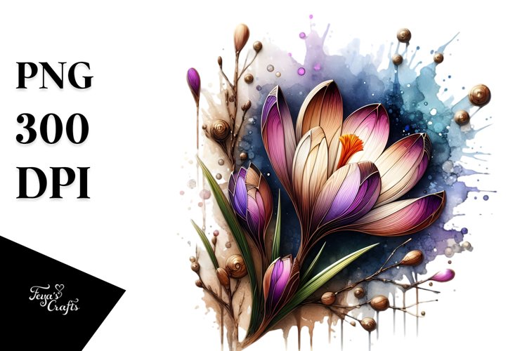 Abstract Crocus Stained Metallic Splash